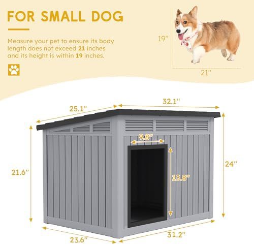 Medium grey dog house with weatherproof roof — photo 4