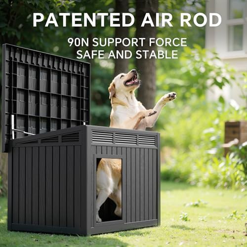 Large black elevated resin dog kennel — photo 4