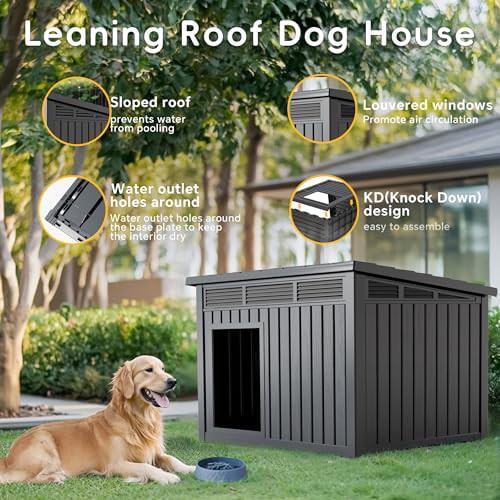 Large black elevated resin dog kennel — photo 5