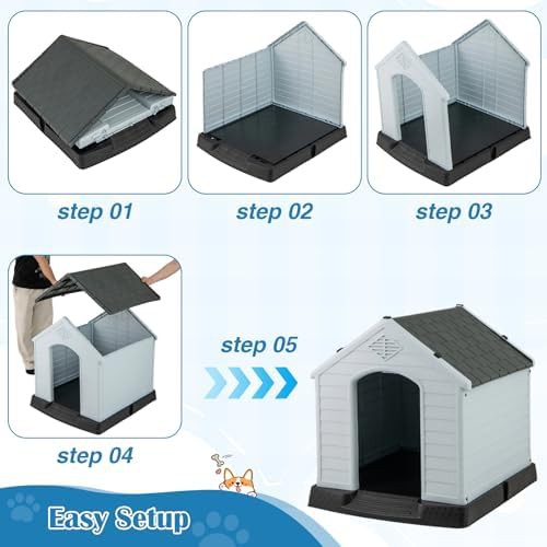 Grey plastic dog house with sloping roof — photo 5