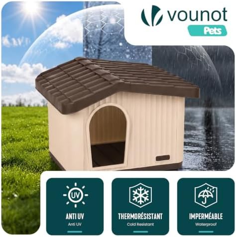 Beige plastic kennel with sloped roof — photo 4