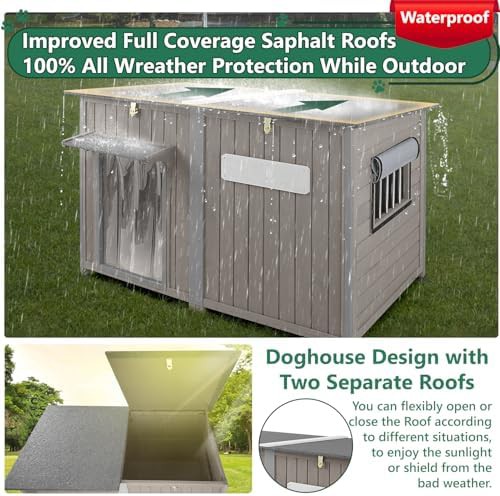 Raised Wooden Doghouse with Asphalt Roof — photo 3
