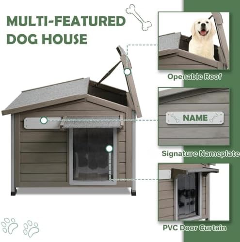 Wooden dog house with waterproof door curtain — photo 4