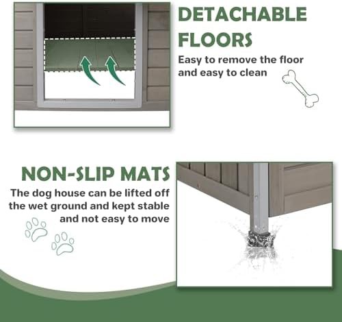 Wooden dog house with waterproof door curtain — photo 5