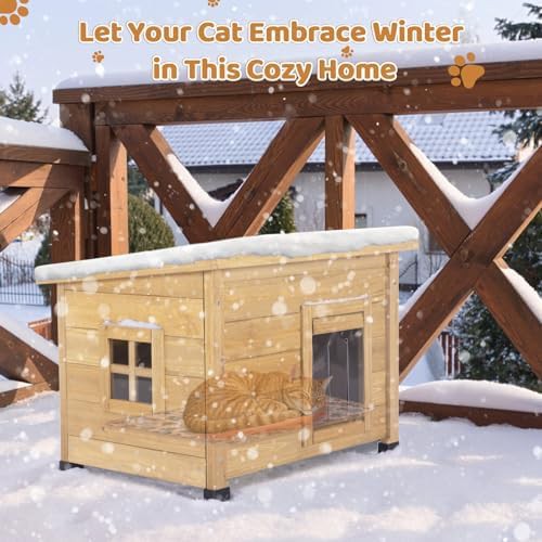 Yellow wooden elevated winter pet house — photo 5