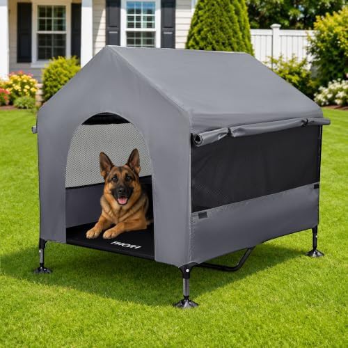 Elevated Large Dog Cot with Shade Tent