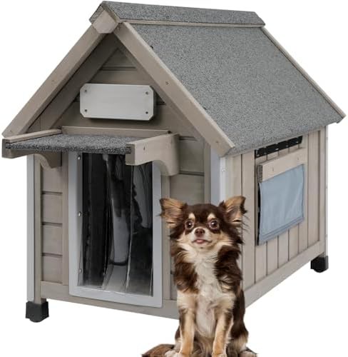 Small wooden outdoor dog kennel
