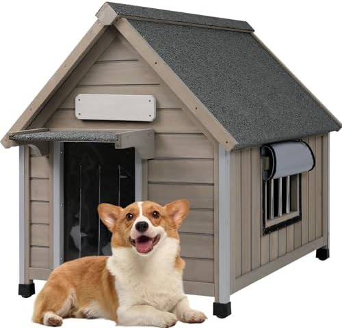 Weatherproof wooden house for small dogs