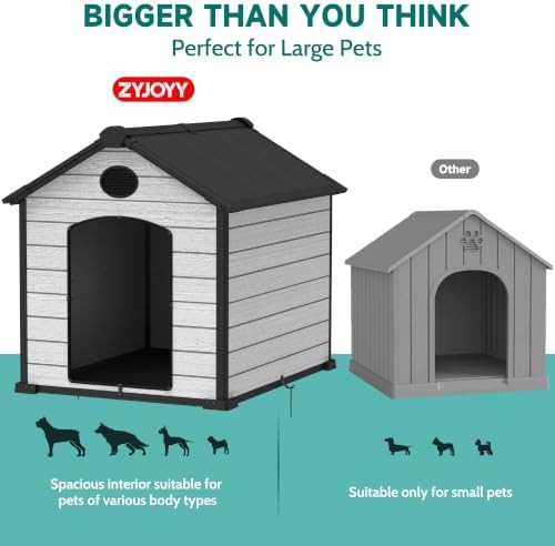 Grey ventilated plastic outdoor dog house — photo 4
