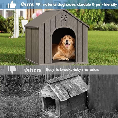 Medium large grey plastic dog house with vents — photo 4