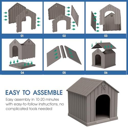 Medium large grey plastic dog house with vents — photo 5