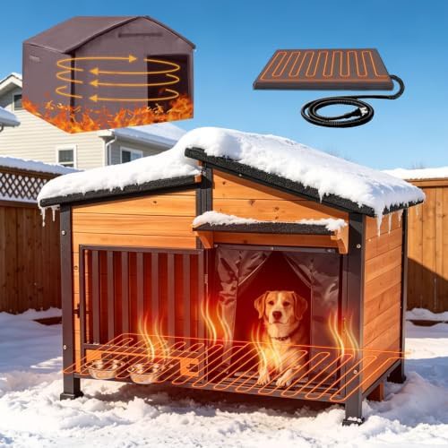 Large metal heated house with rotating bowls