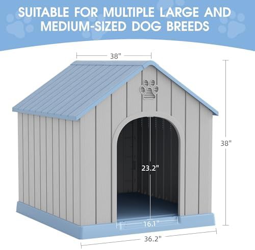 Classic blue elevated dog kennel with vents — photo 5