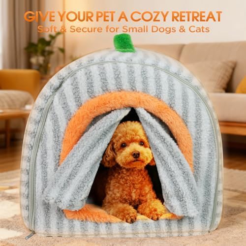 Grey enclosed indoor dog bed and house — photo 3