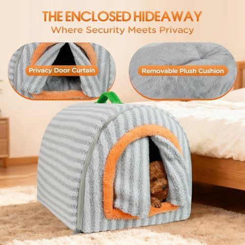 Grey enclosed indoor dog bed and house — photo 4