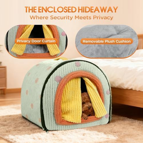 Green enclosed indoor dog bed and house — photo 4