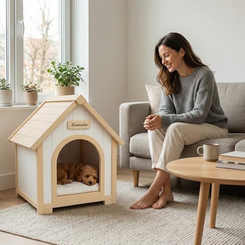 Natural Solid Wood Indoor Puppy Kennel — photo 5