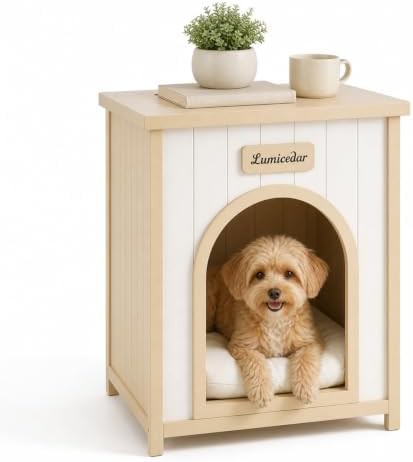 Cedar Wood Dog Crate End Table