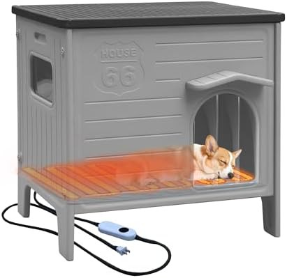 Heated plastic outdoor pet shelter