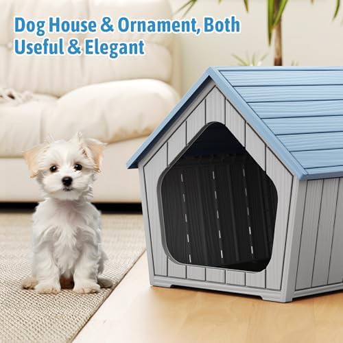 Blue weatherproof plastic puppy kennel — photo 4