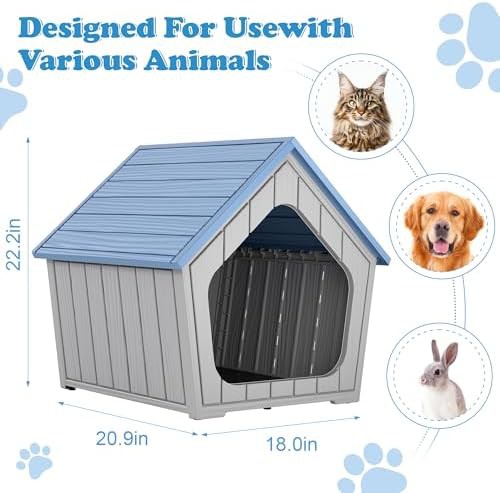 Blue weatherproof plastic puppy kennel — photo 5