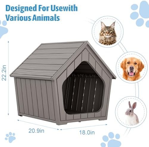 Small grey plastic dog house with vents — photo 3