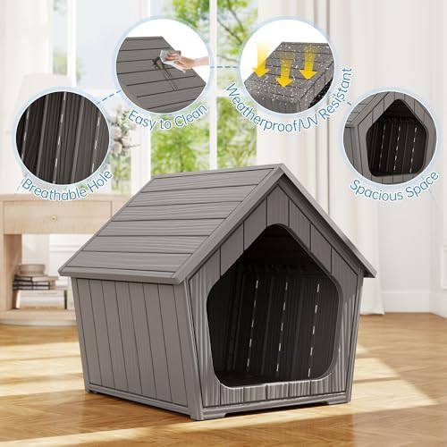 Small grey plastic dog house with vents — photo 4