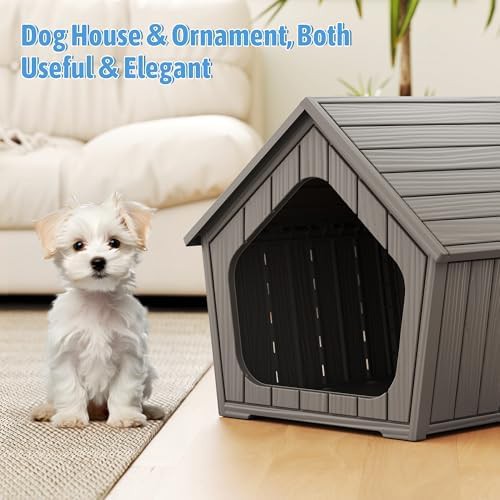Small grey plastic dog house with vents — photo 5