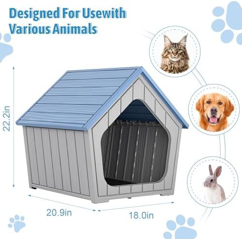 Small blue plastic kennel with porch — photo 3