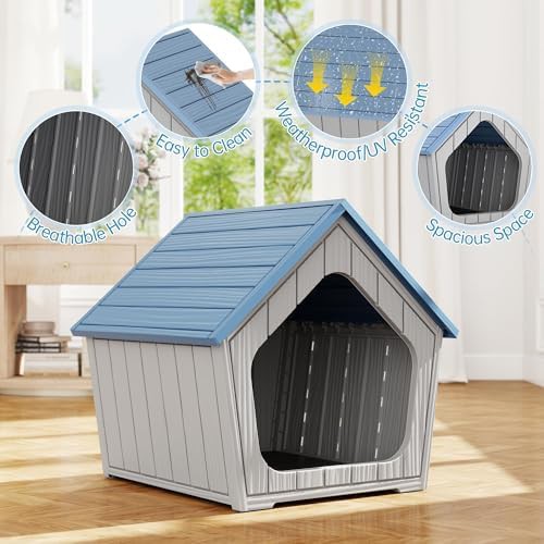 Small blue plastic kennel with porch — photo 4