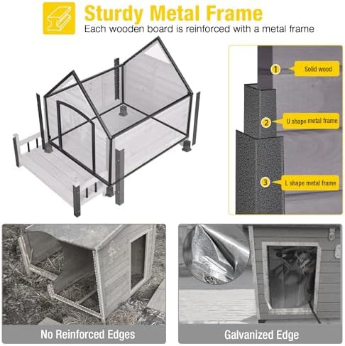 Grey heated kennel with large frame — photo 4