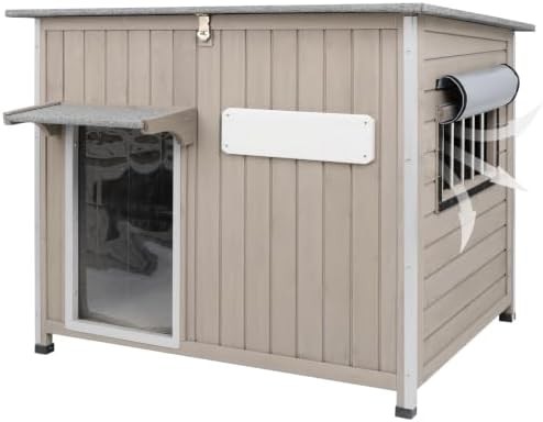 Weatherproof wooden home for medium dogs
