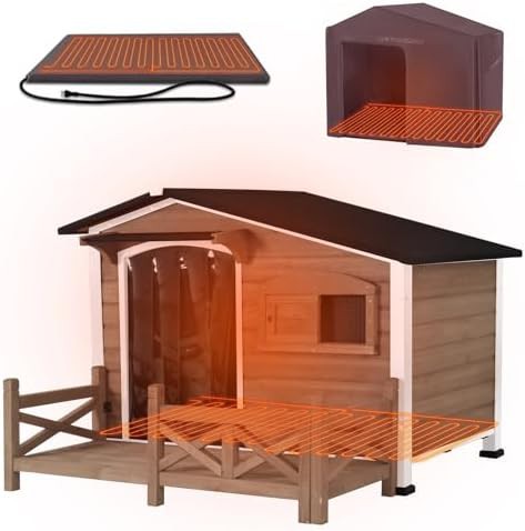 Large heated brown metal frame kennel