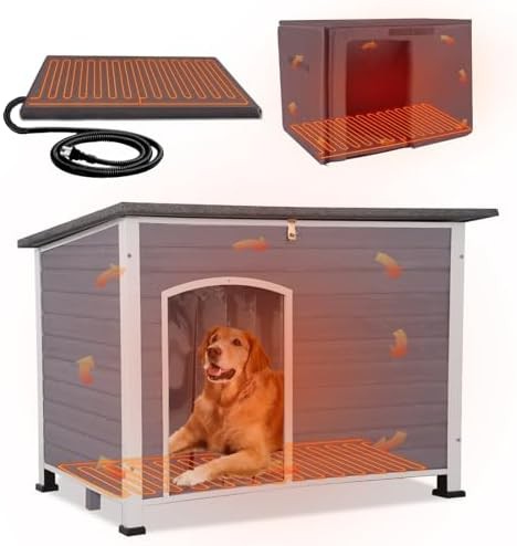 Extra large grey heated metal kennel