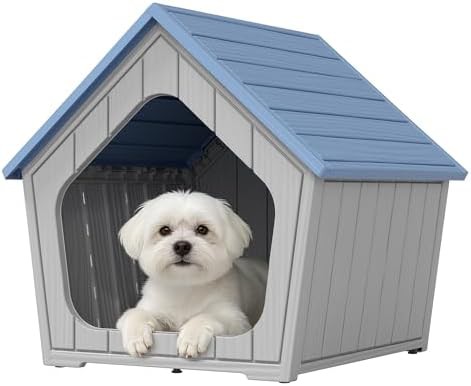 Small blue plastic pet shelter for indoors