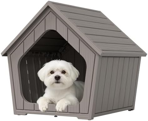 Small grey plastic pet shelter for balconies
