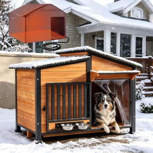 Large heated kennel with rotatable bowl