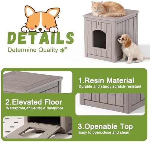 Grey resin dog house with escape door — photo 3