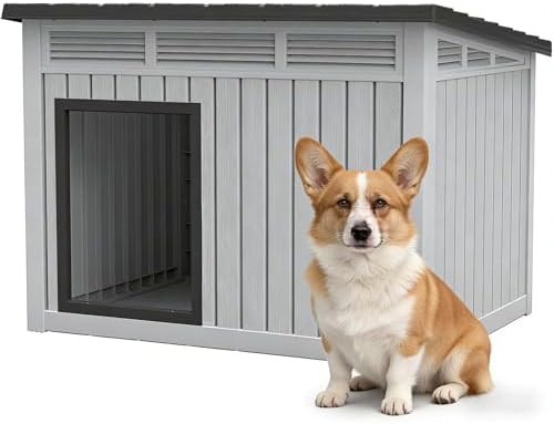 Medium grey dog house with detachable roof