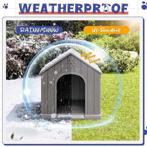 Grey elevated weatherproof dog house with vents — photo 3