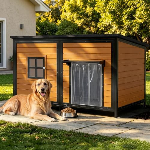 Extra large brown wooden outdoor dog house