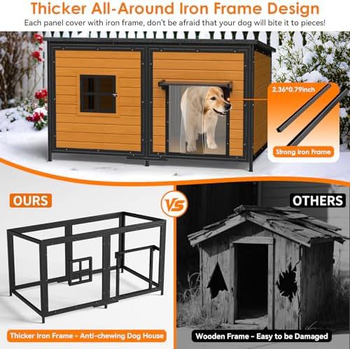 Extra large brown wooden outdoor dog house — photo 4