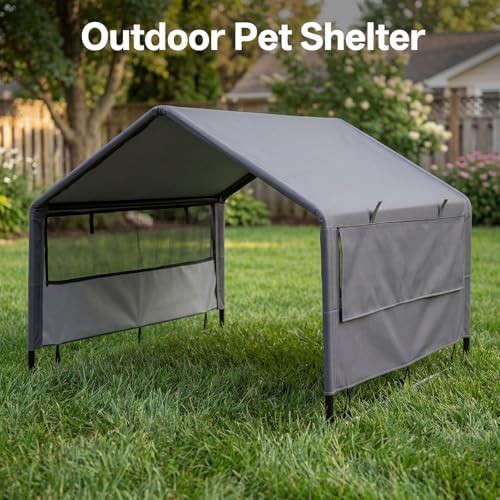 Large grey fabric outdoor pet tent — photo 5