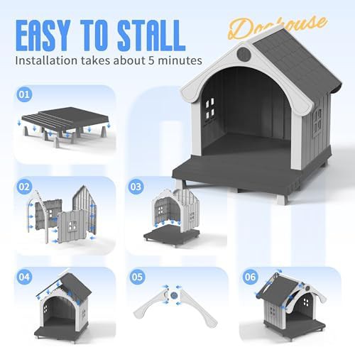 Black large elevated resin dog kennel — photo 4