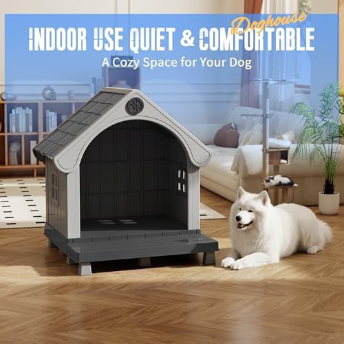 Black large elevated resin dog kennel — photo 5