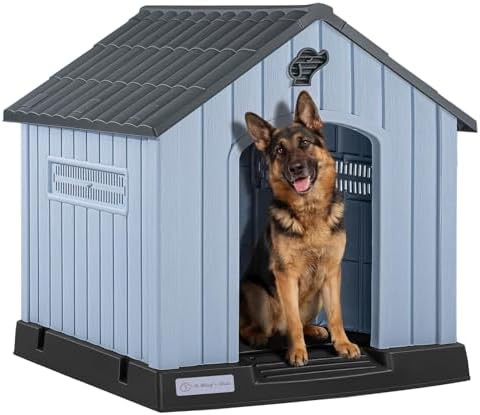 Large gray weatherproof plastic dog kennel