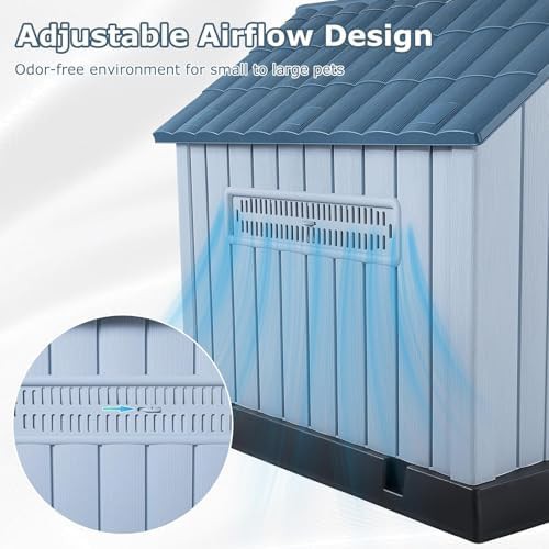 Blue plastic dog house with air vents — photo 3