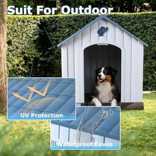 Blue plastic dog house with air vents — photo 4
