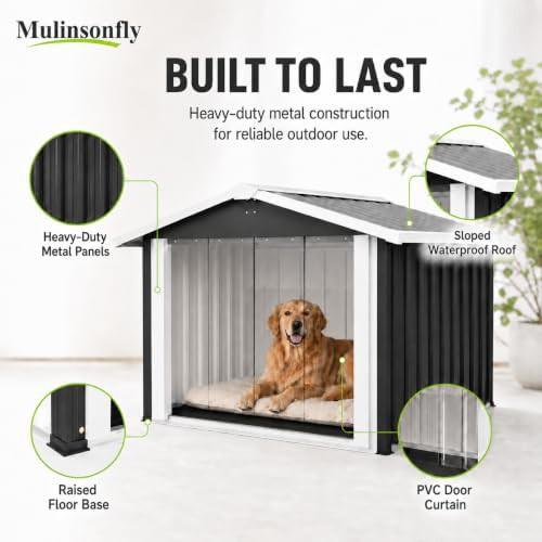 Heavy duty metal dog shelter with sloped roof — photo 4