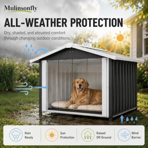 Heavy duty metal dog shelter with sloped roof — photo 5